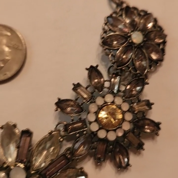 Vintage collar statement necklace grey white champange - Picture 8 of 8